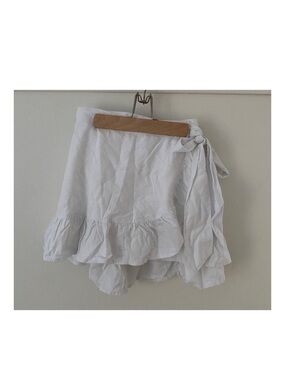 Aerie White Ruffle Wrap Mini Skirt